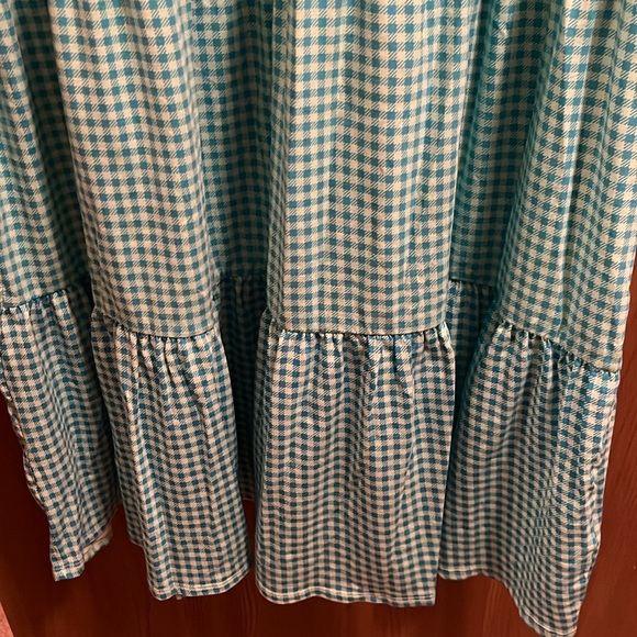 NWT Lands’ End Sleeveless Tiered Maxi Dress Blue Green Check Medium 10-12 #10192 - Picture 4 of 5